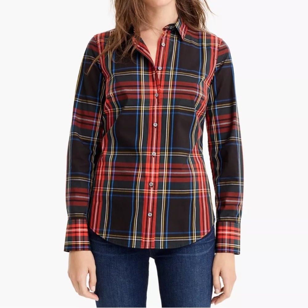 J. Crew Black Red Plaid Button-Down Shirt